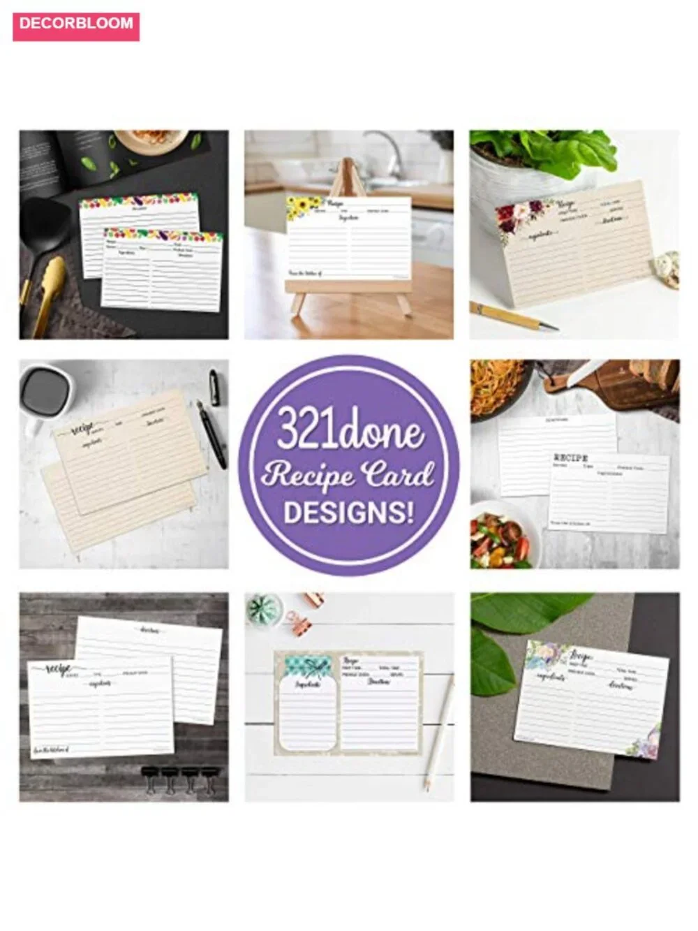 50 Blank Recipe Cards 4x6 Double-Sided Thick Card Stock Cookbook Gifts